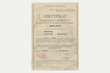 Certyfikat kompetencji zawodowych